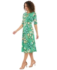 London Times Women's Keyhole Neck Midi Dress