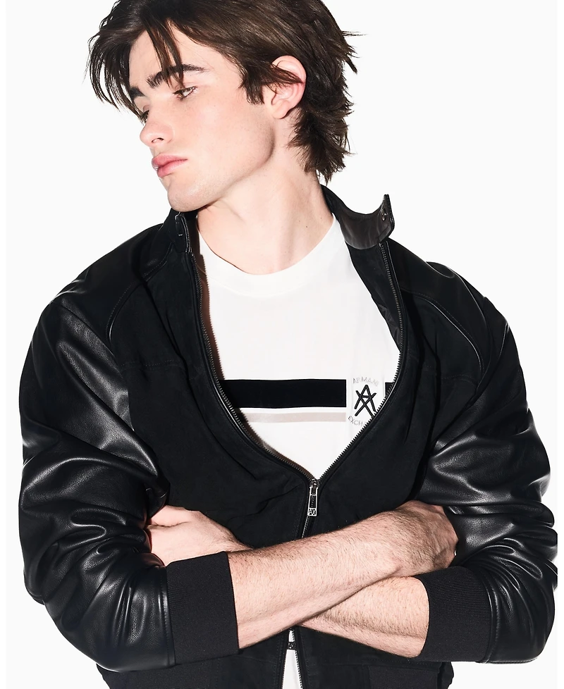 A|X Armani Exchange Men's Short Sleeve Flocked Stripe T-Shirt