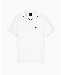 A|X Armani Exchange Men's Short Sleeve Pique Johhny Collar Polo Shirt with Tipping