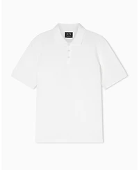 A|X Armani Exchange Men's Short Sleeve Mercerized Cotton All Over Logo Print Polo Shirt