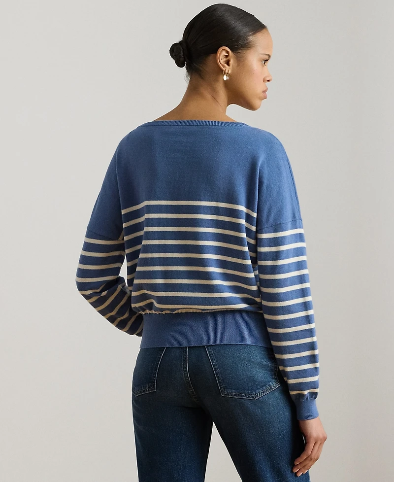 Lauren Ralph Lauren Petite Logo Striped Sweater