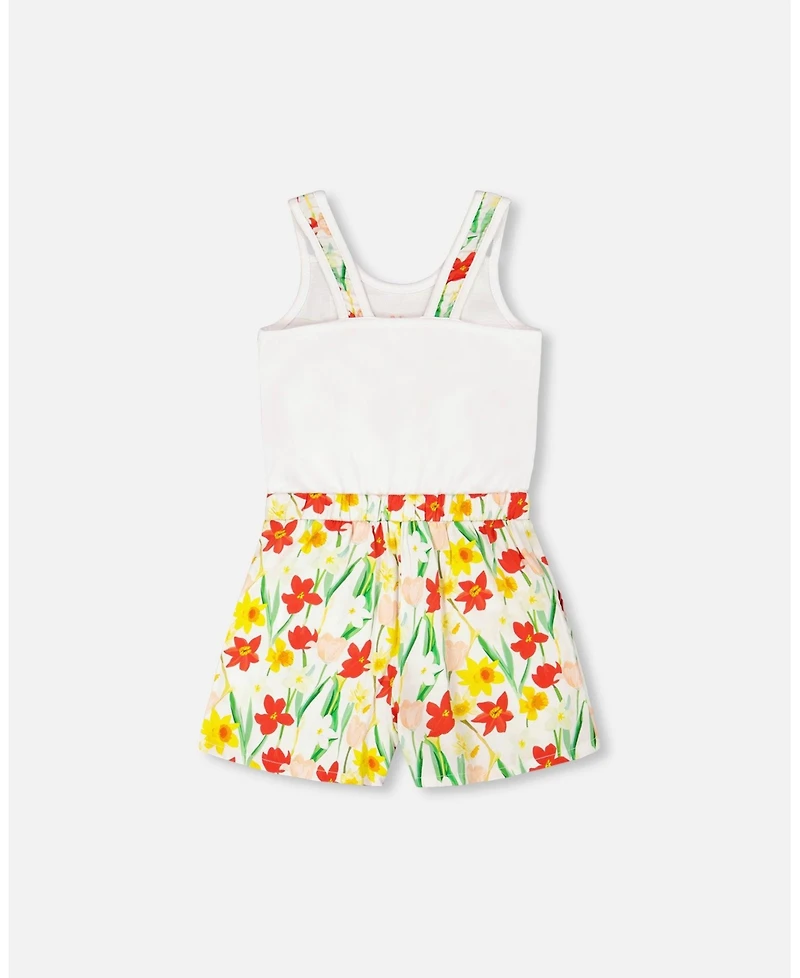 Deux par Toddler Girls Jersey and Viscose Romper White