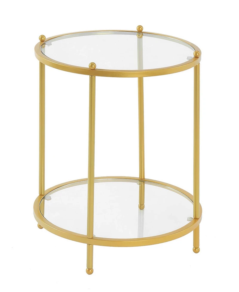 Royal Crest 2 Tier Round Glass End Table with Shelf