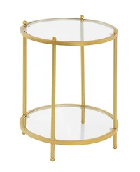 Royal Crest 2 Tier Round Glass End Table with Shelf