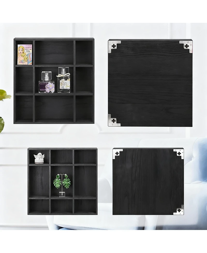 Yigii 3-Piece Adjustable Display Shelf for Collectibles,17 Compartments Collectibles