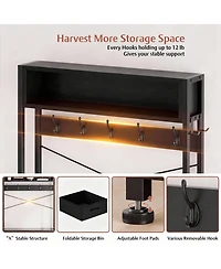 Yigii 6-in-1 Entryway Shoe Bench Coat Rack with 12 Hooks, 3 Drawers, and Storage