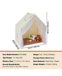 Sugift Kids Yurt Play Tent with Mat & Lamp, Indoor Outdoor