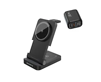 Risokeys 3-in-1 Magnetic Wireless Charger with Charging Port - Folding Desktop Charger for Apple, MagSafe Wireless Charging