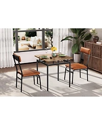 Gaomon Kitchen Table 3 Piece Dining Table Set for 2 Small Kitchen Table and 2 Pu Upholstered Chairs