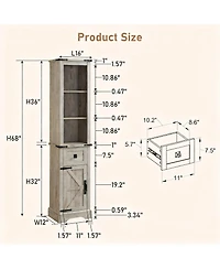 Yigii Adjustable Shelves & Drawer Farmhouse Bathroom Shelves Cabinet