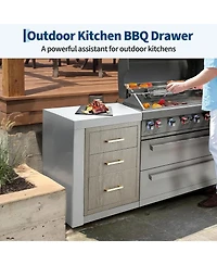 gaomon PeakPursuit Stainless Steel Outdoor Kitchen Triple Drawers - Heavy Duty with Handles