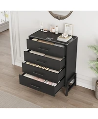 gaomon 4 Dresser for Bedroom, 38.6 in Tall Dresser, Tall Drawer with Storage Freestanding, Wooden Closet Storage Chest for Living Room, Bedroom