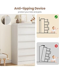 gaomon Arched 5 Drawer Dresser for Bedroom, 45in Tall Wooden 5 Chest of Drawers with Curved Profile Design, Modern Closet Storage Organizer