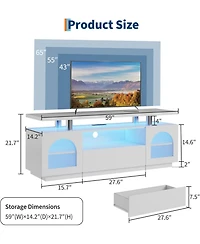 gaomon Tv Stand for 65 Inch TVs, Led Modern Entertainment Center with Large Drawer & Adjustable Shelves, Media Console with Power Outlet