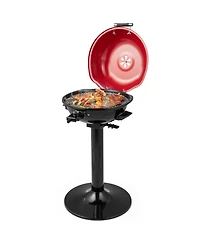 Ecooso 1600W Electric Bbq Grill with Removable Non-Stick Warming Rack-Red