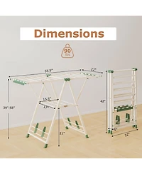Ecooso Clothes Drying Rack with Height-Adjustable Wings, Folding Laundry