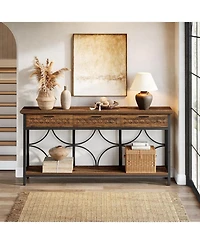 Tribesigns 70.9-Inch Extra Long Console Table with Drawers, Entryway Table with Storage for Entryway, Living Room, Foyer, Unique Design