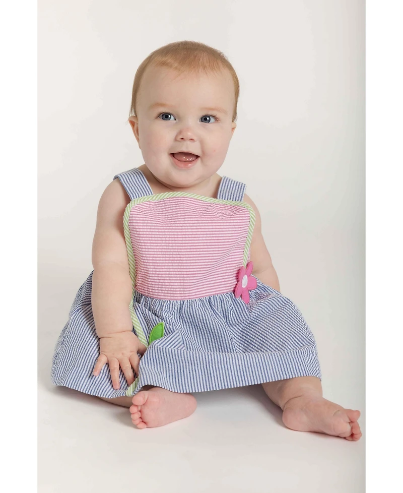 Florence Eiseman Toddler Girls Seersucker Dress With Flower