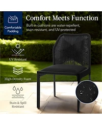 Best Choice Products Set of 2 Indoor/Outdoor Aluminum Woven Side Dining Chairs w/ All-Weather Rope