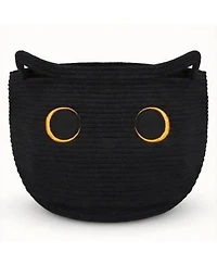 Yigii Cotton Rope Basket With Black Cat Design Multi Use Storage For Home Office Nursery