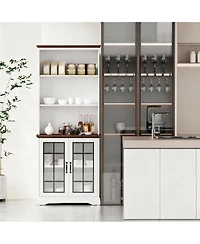 Yigii 5-Tier Adjustable Storage Bookshelf with Cabinet-Adjustable 72" Tall bookcase for Living Rooms and Offices