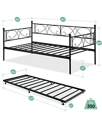 gaomon Twin Daybed with Trundle, Metal Sofa Bed Frame, Heavy Duty Metal Slats