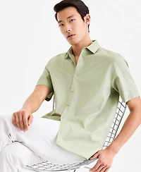 Alfani Men's Short-Sleeve Solid Texture Shirt, Macy's Exclusive