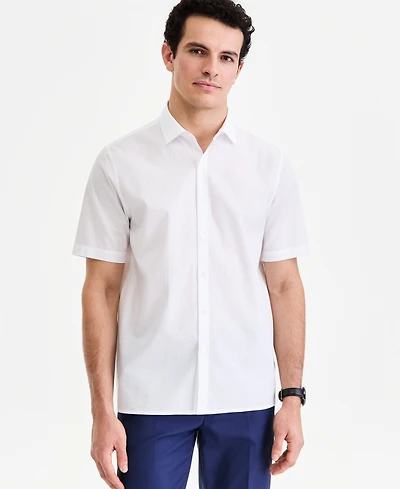 Alfani Men's Short-Sleeve Solid Texture Shirt, Macy's Exclusive