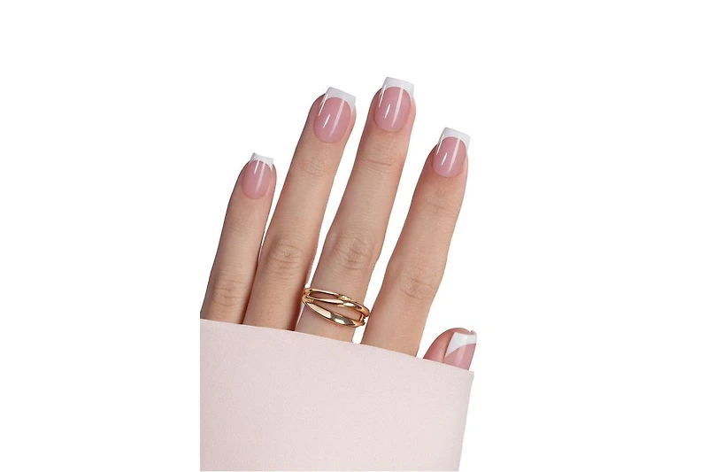 Beetles X Press Short Square French Tip Press-On Nails Kit, Pink (150 pcs)