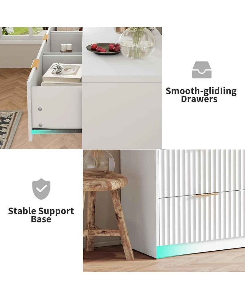 Gaomon 9 Drawer Dresser for Bedroom, Large Fluted Chest of Drawers, Wood Dressers Storage Organizer