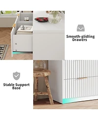 Gaomon 9 Drawer Dresser for Bedroom, Large Fluted Chest of Drawers, Wood Dressers Storage Organizer