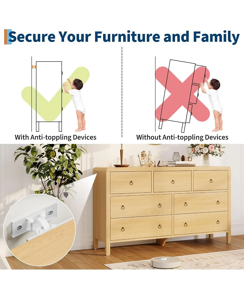 gaomon 7 Drawer Dresser for Bedroom, Chest of Drawers, Closet Dresser Storage Cabinet Organizer for Bedroom, Living Room, Hallway & Office