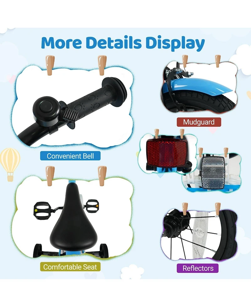 Mecale 12 Inch Kids Bike with Training Wheels and Basket Green Color-12