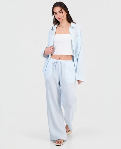 Juniors' Cotton Gauze Drawstring Beach Pants