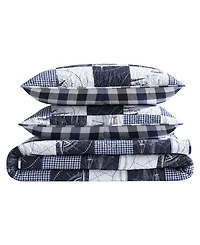 Nautica Sailors Patchwork Cotton Reversible 3-Pc. Quilt Set, King