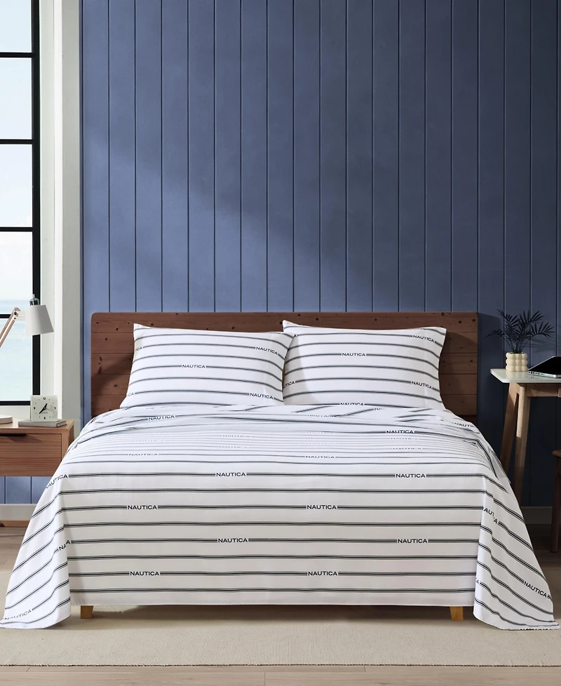 Nautica Inline Printed Microfiber -Pc. Sheet Set
