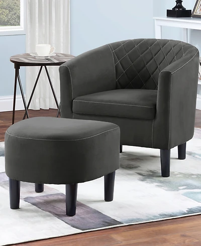 Convenience Concepts 27.75" Microfiber Roosevelt Accent Chair with Ottoman