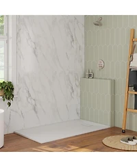 Casainc Wheelchair-Friendly Shower Base with Non-Slip Surface, Reversible Drain, Smc Cover and Flashing Kits