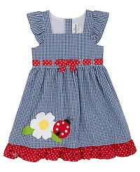 Rare Editions Girls' 2T-6X Navy Flower Seersucker Dress