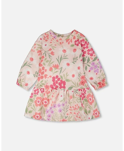 Deux par Big Girls French Terry Dress Pink Printed Flowers