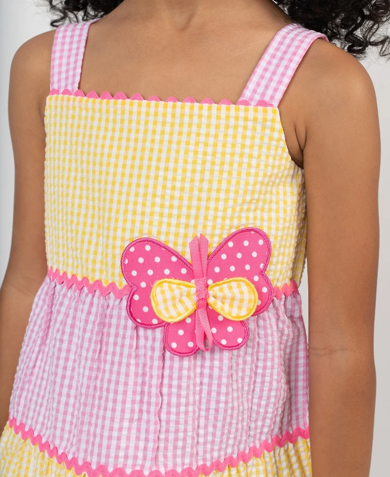 Rare Editions Girls' 2T-6X Tiered Seersucker Dress