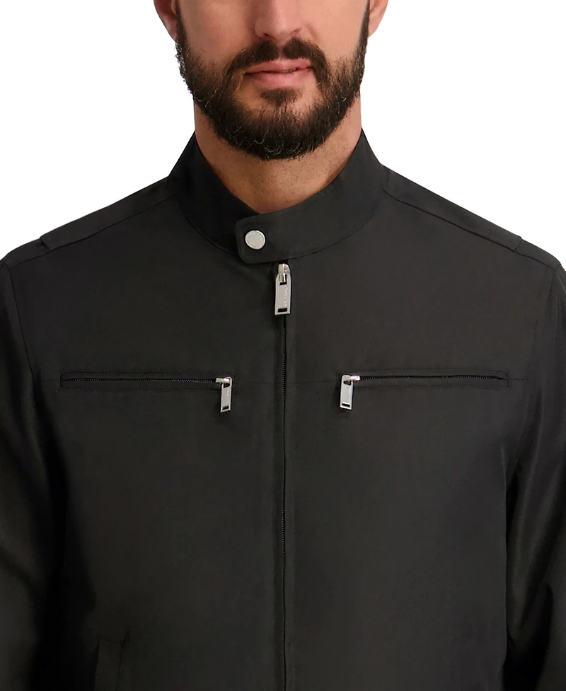 Karl Lagerfeld Paris Men's Lightweight Band-Collar Jacket
