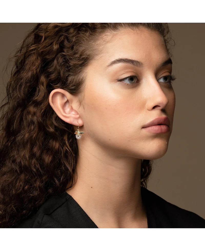 Bearfruit Jewelry Sterling Silver 18k Gold Plated Bee Cultured Pearl Earrings