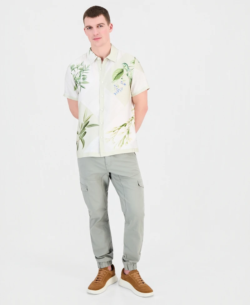 Guess Men's Rayon Woven Bloom Shirt