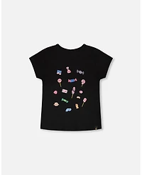 Deux par Toddler Girls ganic Cotton Jersey T-Shirt Black
