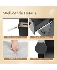 Volenca Makeup Vanity Table with Mirror and Lights, Power Outlets, Bedroom Dressing Desk