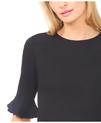 CeCe Women's Crewneck Ruffle Cuff Knit Top