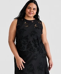And Now This Trendy Plus Embroidered Cotton Asymmetric Top, Macy's Exclusive
