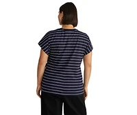 Universal Standard Women's Plus Crescent Breton Stripe Knot Tee