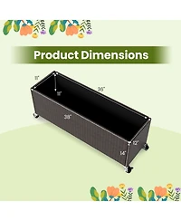 Slickblue Outdoor Wicker Raised Garden Bed with Wheels and Pe Liner